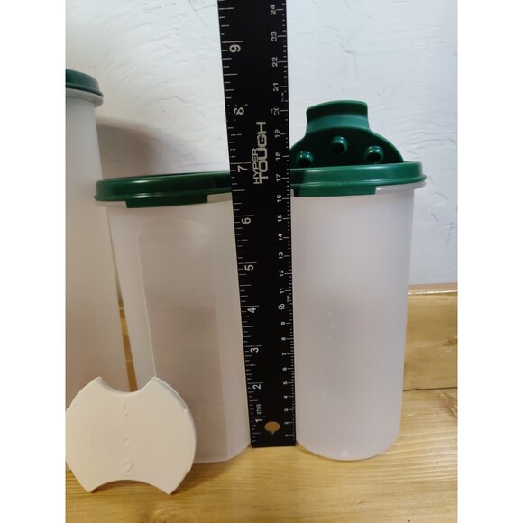 Tupperware Round Modular Mates Set of 4 Hunter Green Lid Shaker Portion Measure - Picture 4 of 14